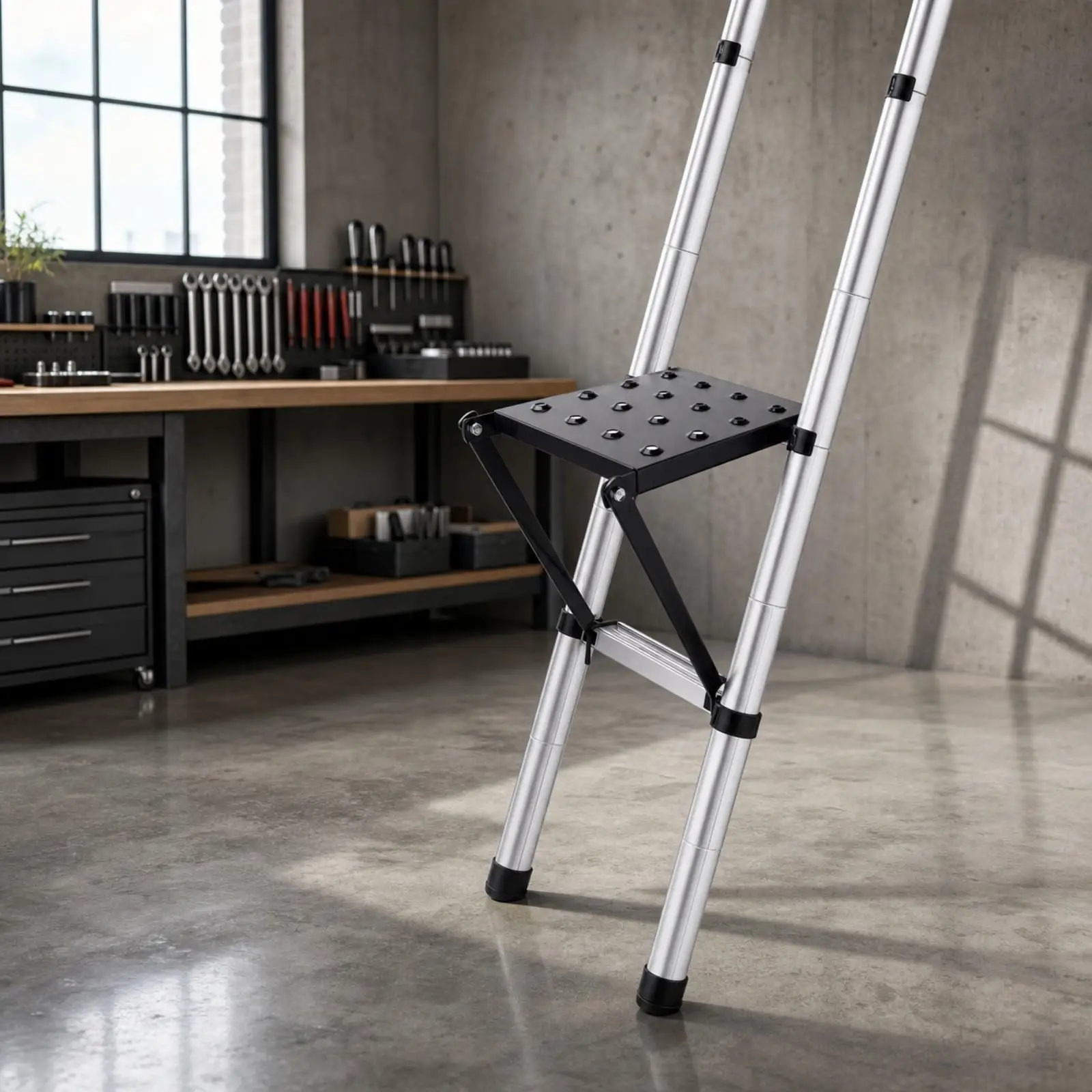 Folding Ladder Shelf Aluminum Alloy Work Platform for Elevated Standing Tool Hook for Ladder Accessories
