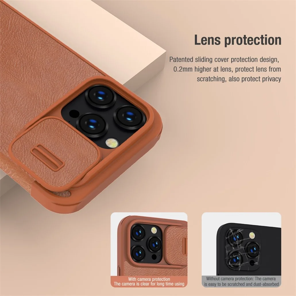 Flip Case For iPhone 14 Pro Max Nillkin QIN Pro Leather Flip Cover For iPhone14 Slide Camera Book Case For iPhone 14 Pro 14 Plus