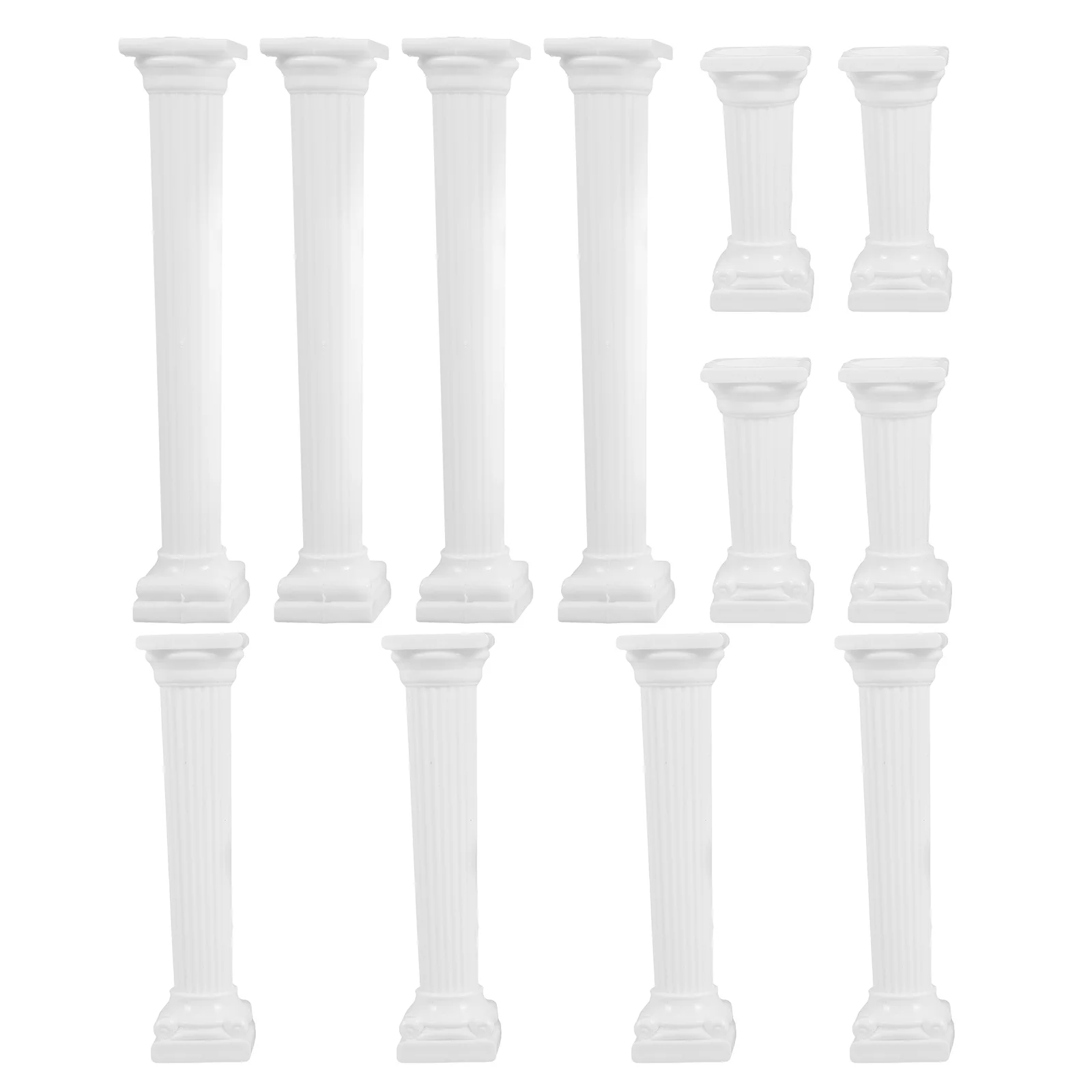 12 Pcs Square Octagonal Roman Column Shooting Props Scene Decoration Architectural Sand Table Mini Pillar White