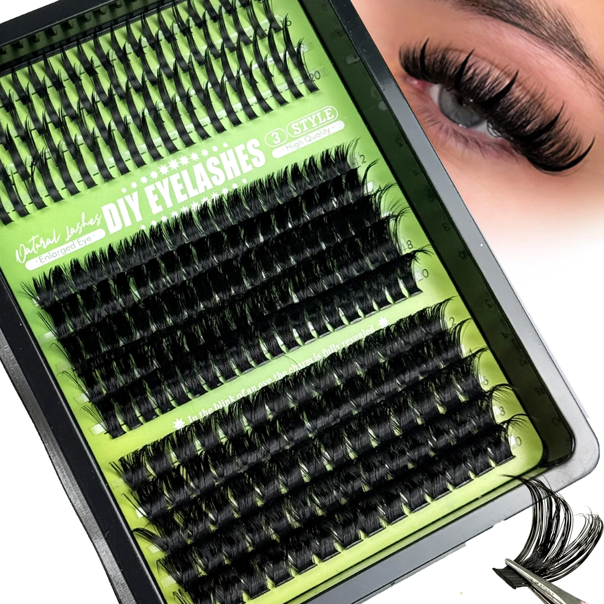 HBZGTLAD Wimpern-Clusters 80D-160D, gemischte Volumen-Wimpern, flauschige Cluster-Wimpern, einzelne Wispy-Wimpernverlängerungen für DIY-Make-up