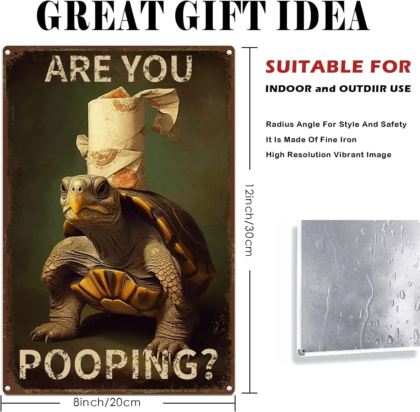 Sea Turtle Toilet Are You Pooping Tin Signs Vintage Bathroom Metal Sign Funny Room Decor Wall Art for Garage Man Cave