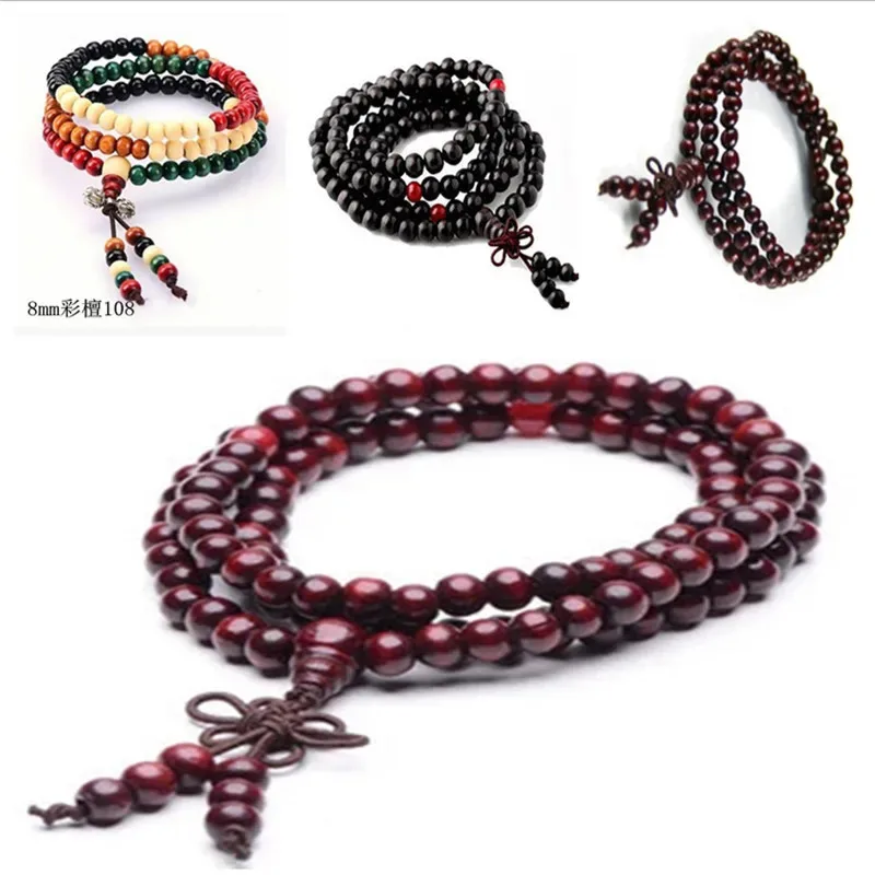 

Red Sandalwood Wooden 68mm Beads Wholesale 108 Bracelets Multi-Circle Beads Men and Women Bracelet for Couple Small Jewelry