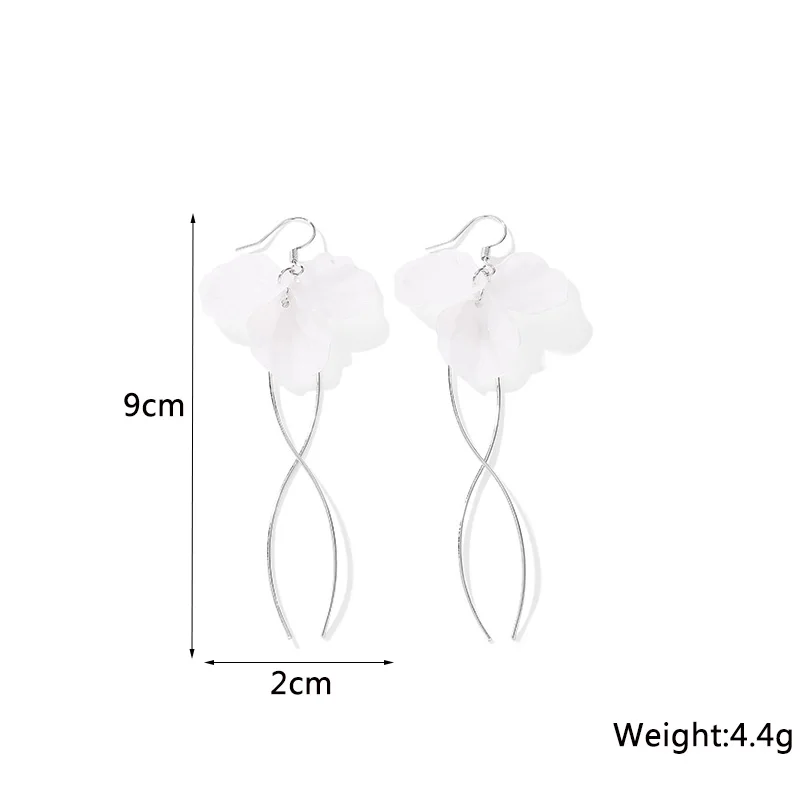 Translucent Immortal Petals Dangle Earrings for Women Fairy White Flower Hook Earrings Korean Fashion Long Tassel Earrings
