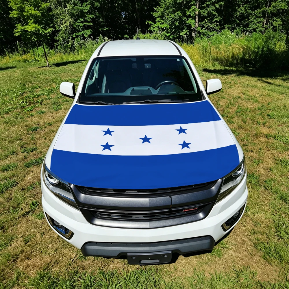 130x160cm Honduras Car Hood Cover Flag, Elastic Windproof Patriotic Bonnet Banner Cheer for the competition