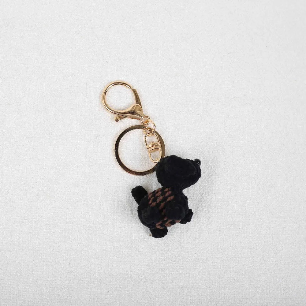 Jewelry Gift Handmade Crochet Keychain Animal Mini Dachshund Dog Keychain Knitted Cute Knitting Keyrings Backpack