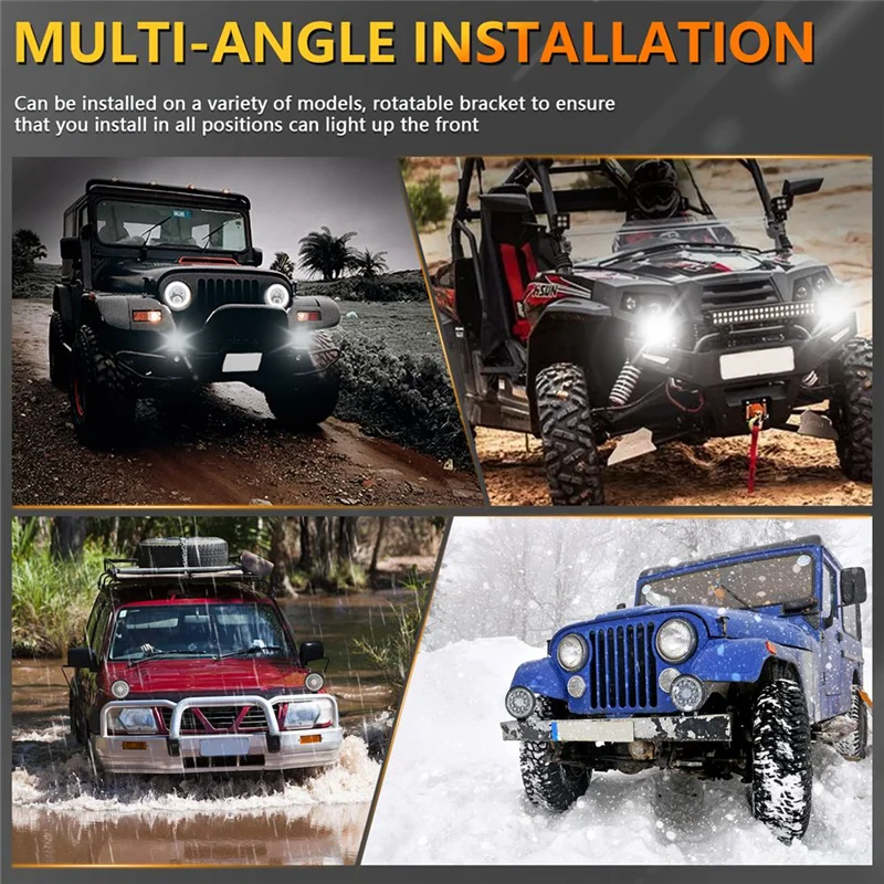 4 بوصة أضواء LED مستديرة للطرق الوعرة، أضواء عمل جرار LED 140W 14000Lm 9-30V على الطرق الوعرة القيادة الضباب الخفيف القرون سهلة التركيب