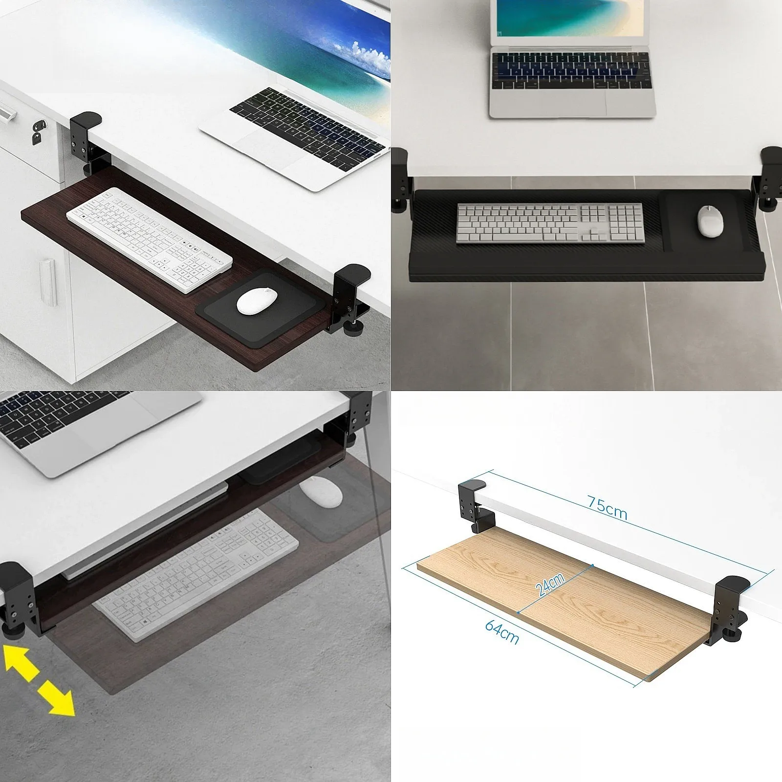 Keyboard Bracket Under the Table Sliding Under Desk Table Drawer Hand Support Expansion Bracket Keyboard Tray Punch-free Slide