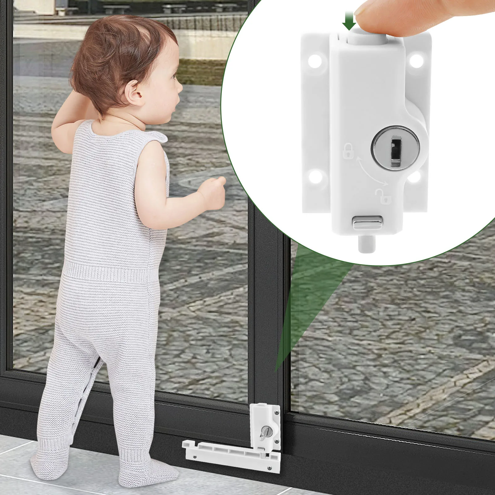 2/4Pcs Sliding Door Locks Sturdy Multifunctional Sliding Patio Door Lock Easy to Install Glass Window Security Locks with Keys