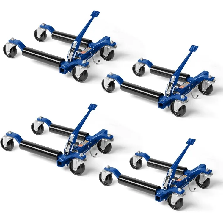 Car Wheel Dolly Jack Set of 4, Mechanical 1500-lbs Car Skates, 12'' Wheel Vehicle Positioning Jack, Heavy Duty Rollers