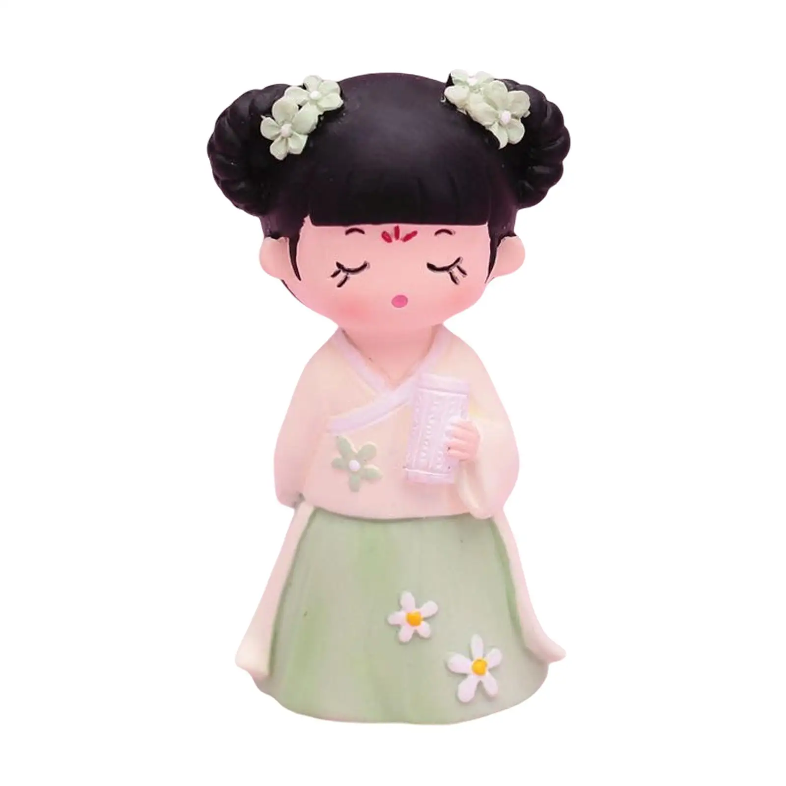 Bambola Cinese in Resina, Miniatura con Abito Hanfu, Decorazione per Libreria, Camera da Letto e Casa delle Bambole