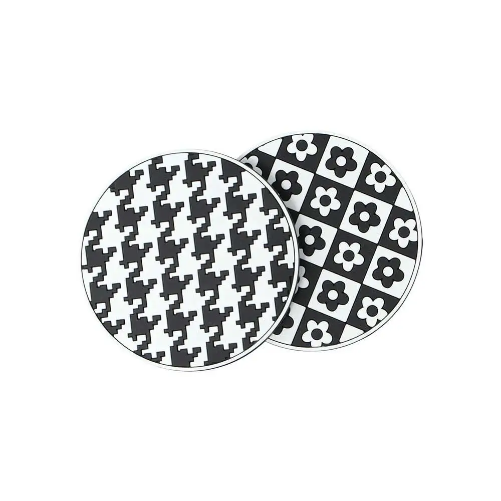 

Houndstooth Flower Coaster Waterproof Anti-skid Car Water Cup Pad Non-slip Heat Resistance Water Cup Cushion Car Interior