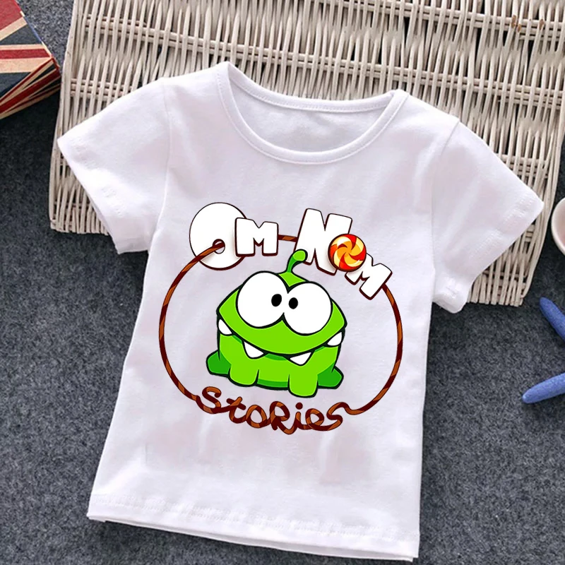 Om Nom Baby Girl Boy Cartoon Game Cut The Rope T-Shirt Children Funny Frog Short Sleeve Top Tees O Neck Kids Harajuku Tshirt top