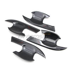 4PCs Car Door Handle Cup Bowl Cover For Honda Accord 2018 2019 2020 2021 2022 Exterior Molding Trim Carbon Fiber Look