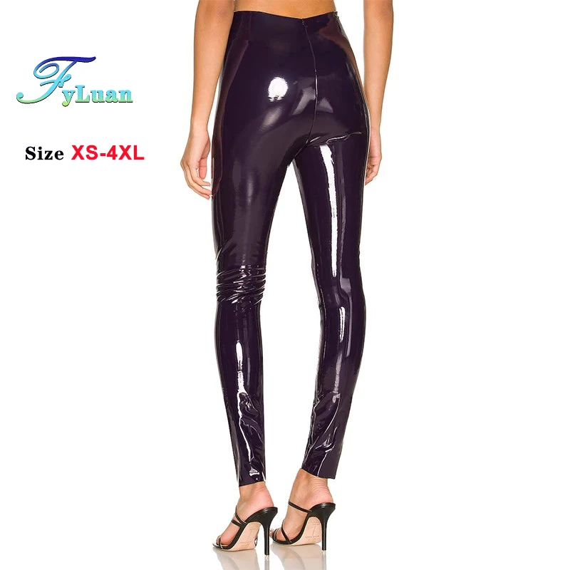 Women Black Red Slim 4XL Leggings Sexy High Waist Elastic Shiny Pu Leather Skinny Pants Shiny Wet Look Latex Stretchy Trousers