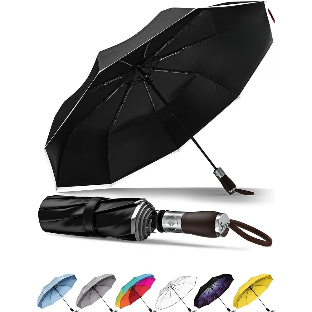 

Windproof Travel Umbrella - Compact & Withstands Winds up to 85MPH , Strongest Premium Auto Folding Umbrella for Rain