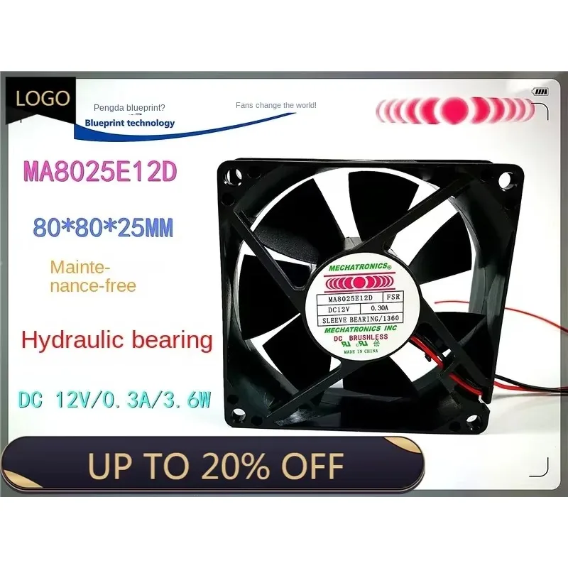 pa 80*80*25MM Mechatronics Ma8025e12d 8025 8cm Power Supply of PC Case 12V Hydro Bearing Cooling Fan