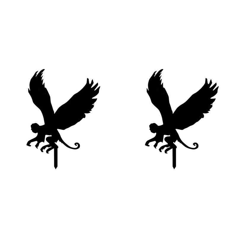 

CHCH 2X Flying Monkey Metal Garden Stake Fly Monkey Black Silhouette Garden Stake Sign Decor For Yard Lawn Patio