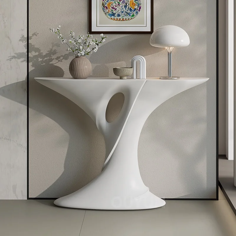 ！@Ouyun Series Modern High-End Living Room Furniture Ultra-Narrow Corridor Semi-Circular Entrance Console Table End