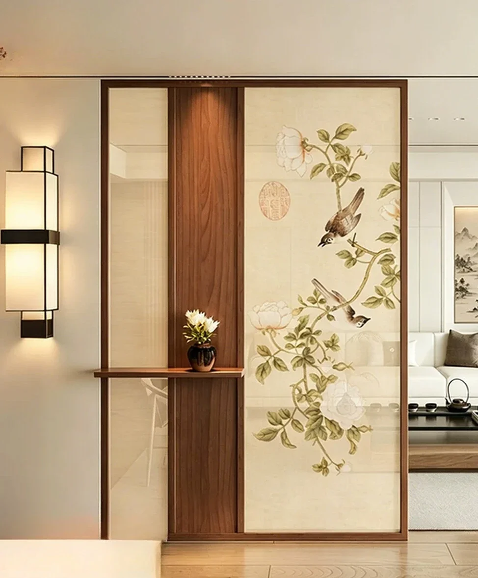 New Chinese Solid Wood Screen Porch Partition Living Room Home Entrance Song Dynasty Aesthetic ScreenD21