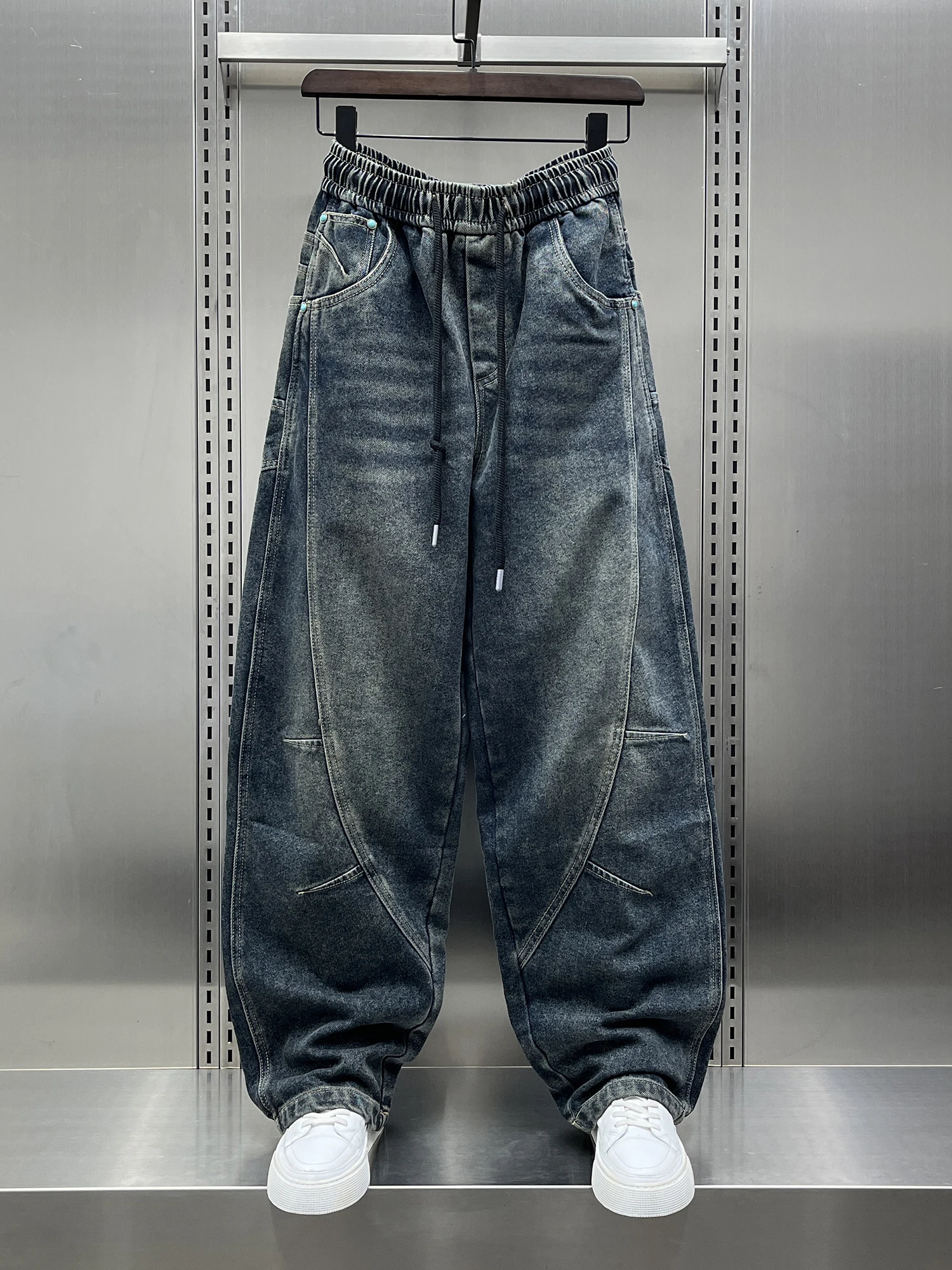 

Мужские джинсы Waed American Sle High Street прямого кроя: повседневные, модные, универсальные, осенняя новинка, свободный крой