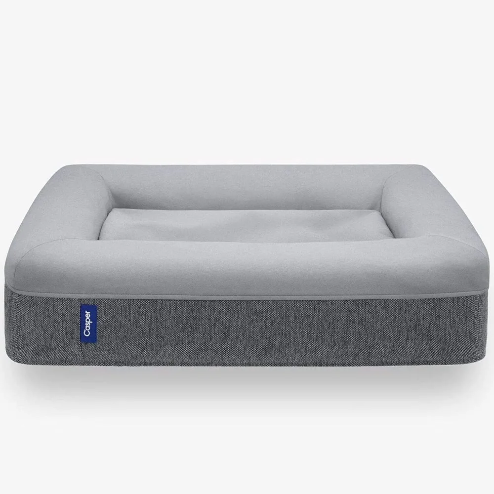 Dog Bed, Plush Memory Foam, Medium, Gray, 25.0