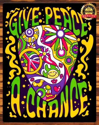 Give Peace A Chance - 1970s - Vintage - Metal Sign