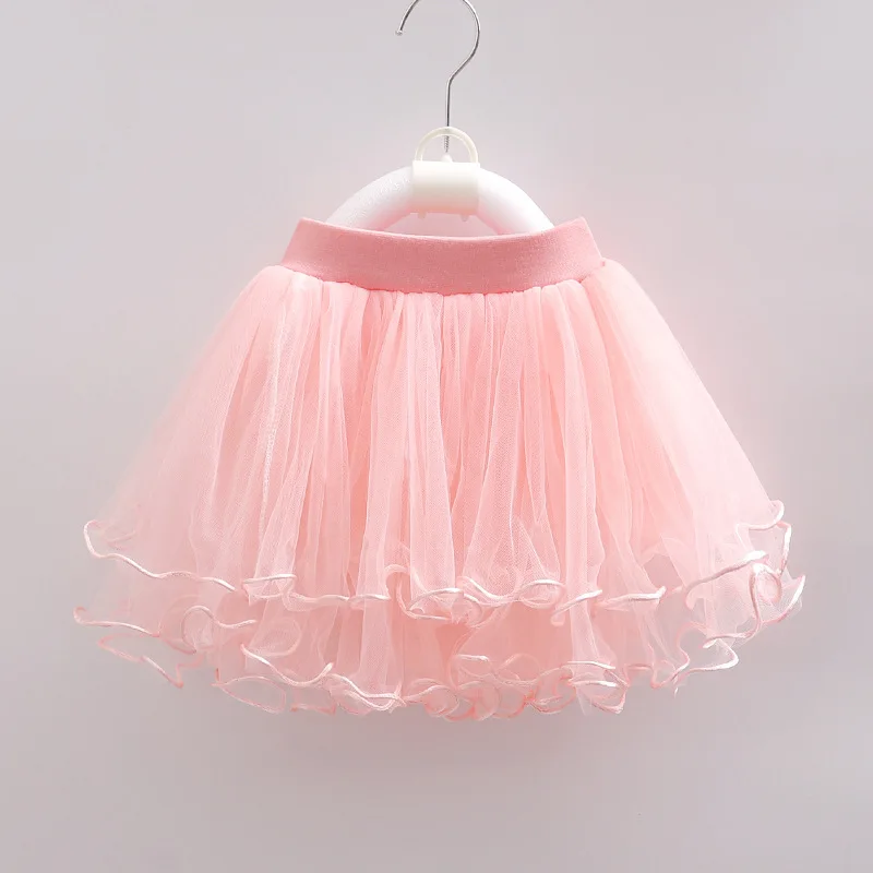DE PEACH Summer Baby Kids Girls Lace Tutu Skirts Fluffy Toddler Children Pure Color Tulle Skirt For Girl Princess Dance Clothing