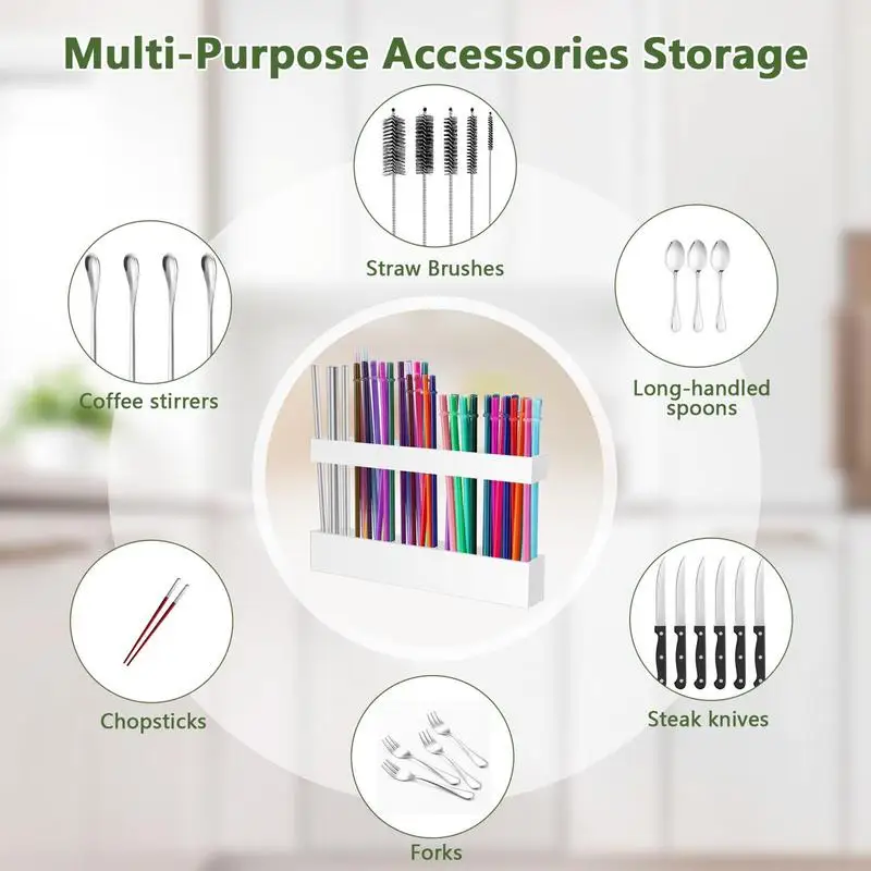 

Cabinet Straw Holder Adhesive Accessories Storage Multifunctional Acrylic Straw Holder For Gathering Workplace School Kitchen