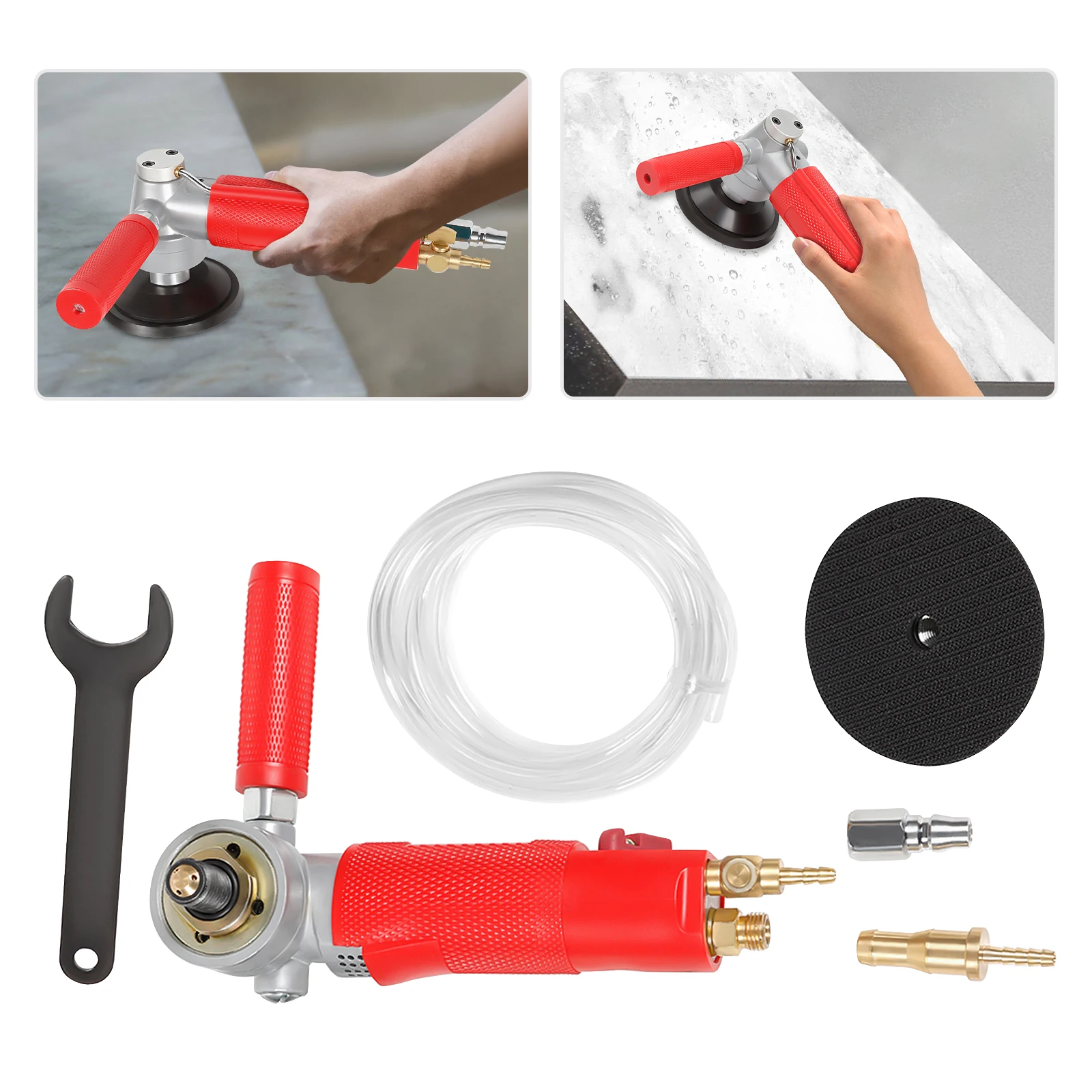 4 นิ้ว Air PNEUMATIC Sander เปียกเครื่องขัดเครื่องมือสําหรับหินอ่อนควอตซ์หินแกรนิตหินขัดตรง Shank เครื่องบดนิวเมติก