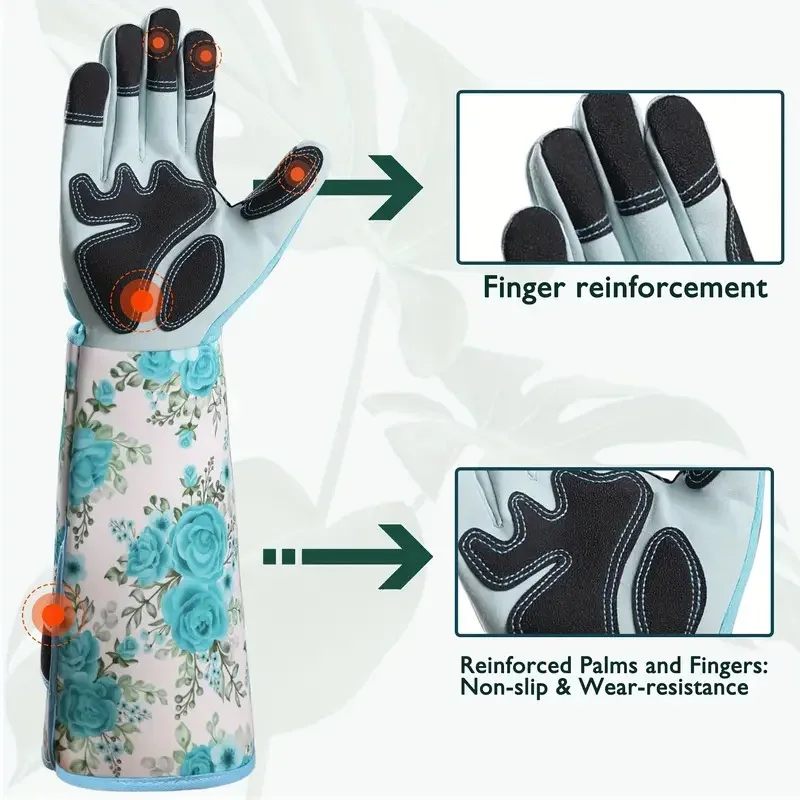 Women Thorn Proof Gardening Gloves Long Sleeve Cowhide Leather Pruning Gloves For Rose Bushes Planting Work