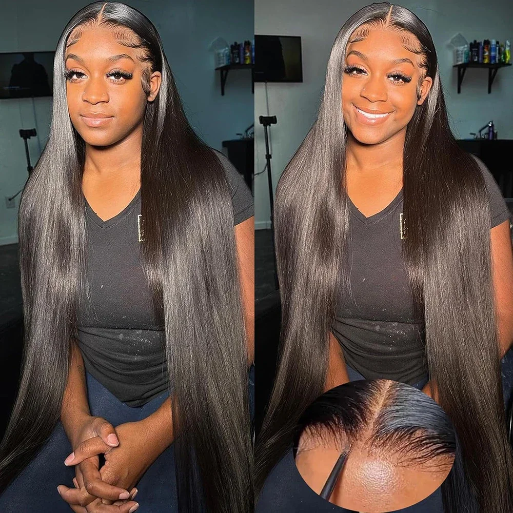 

6X4 glueless wig human hair ready to wear wigs for women straight Lace Frontal Wig PreCut PrePlucked ready to go wig