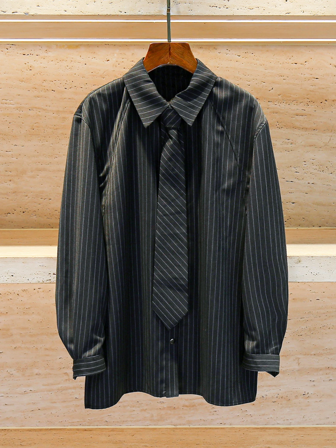 Casual Stripe irt Loose Fit Bequemer SLE Damen Premium Faion Autumn Collection Button up Long Sve Regular Länge