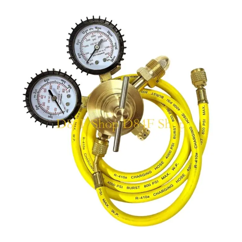 D84F Industrial Pressure Reducer with Nitrogen Gauge and Inflation Hose Suitable for Accurate Flows Regulation Various Setting