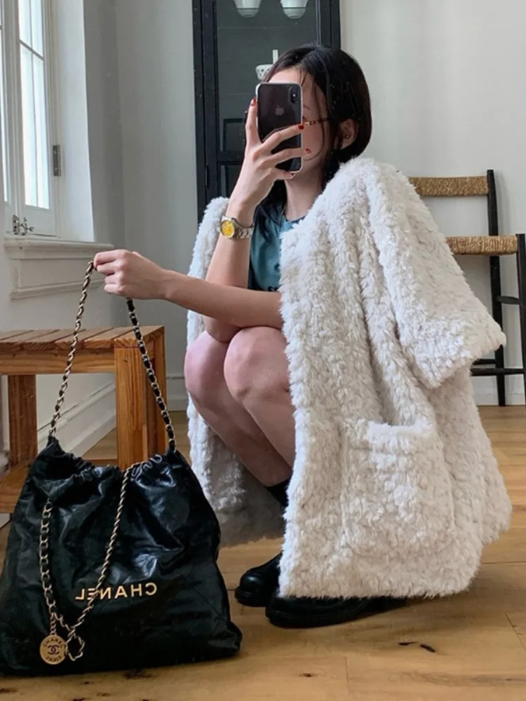 ملابس خارجية نسائية كورية فضفاضة موضة شتاء 2025 معطف منفوش مع كيتات كبيرة عصرية للتنقل #1