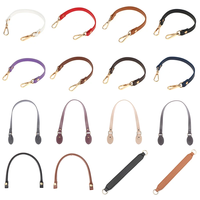 PU Leather Bag Strap, Handbags Handles, Curto Purse Strap, Golden Buckle, Substituição Bag Belt Band