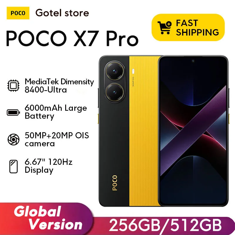 【Marque +】POCO X7 Pro Smartphone Dimensity 8400-Ultra 6000mAh 90W HyperCharge 6.67 "écran AMOLED NFC Xiaomi HyperOS 2
