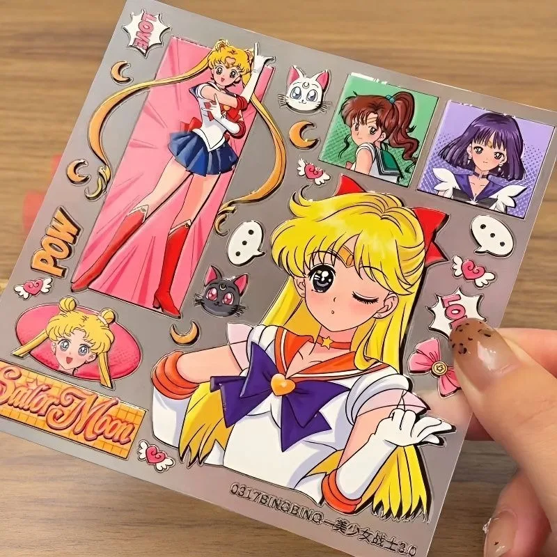 Sailor Moon Tsukino Usagi Stereo Relief Sticker DIY Hand Book Mobile Phone Case Refrigerator High Color Value Decorative Sticker view 3