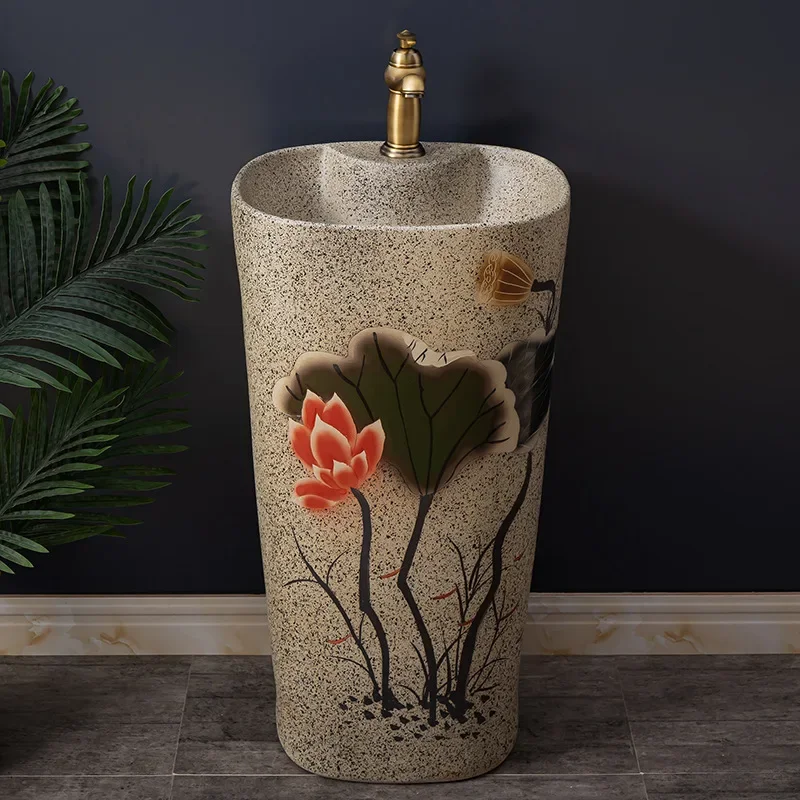 

Household small apartment column type washbasin balcony B & B bathroom washbasin