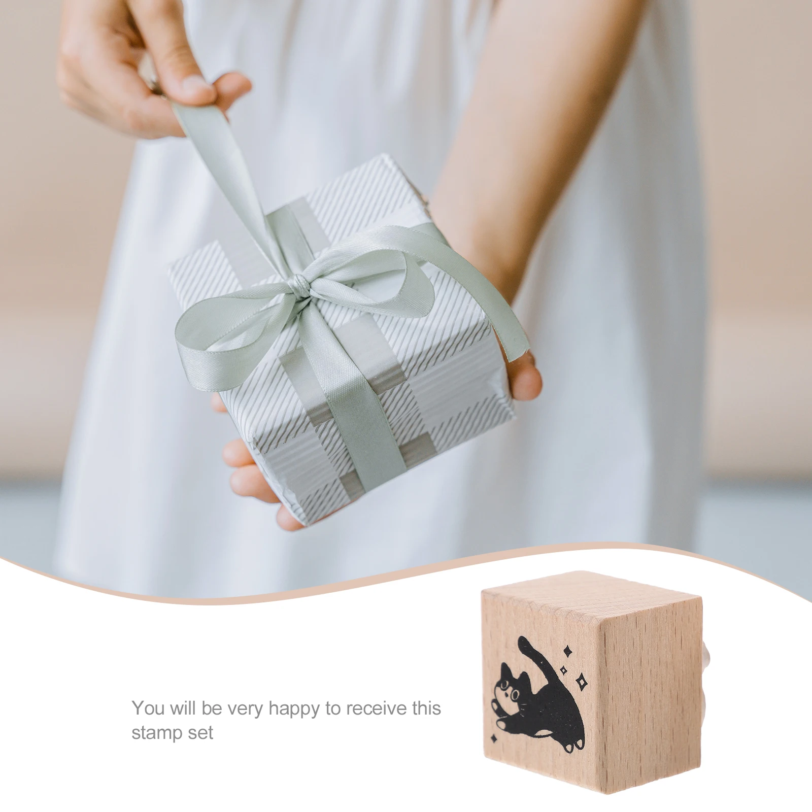 

2pcs Stamps Retro Cat Lightweight Craft Supplies DIY Decorative Wooden Stamps Journal Stamp Set for Stationery