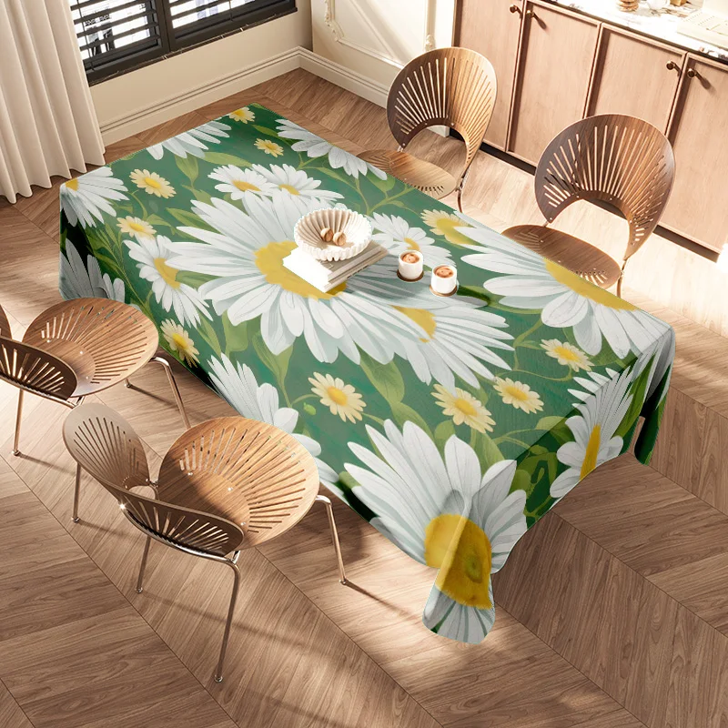 مفرش طاولة حديث مزين بالزهور لتزيين المطبخ وتناول الطعام، ديكور منزلي قابل للغسل، مجموعة نظارات متطابقة مع الأطباق الزرقاء #2