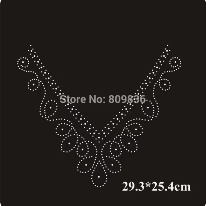 2pc/Lot Neckline Design Iron on Transfer Patches Hot Fix Rhinestone Motifs - Easy Apply Rhinestones