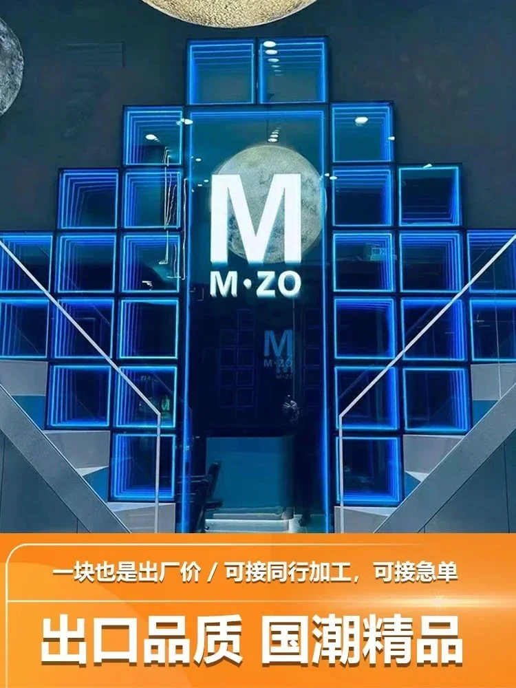 

Custom Signboard Custom Mille-feuille Abyss Mirror Bar KTV Billboard Company Light Box Neon Floor Tile Light Luminous WordHot Sa