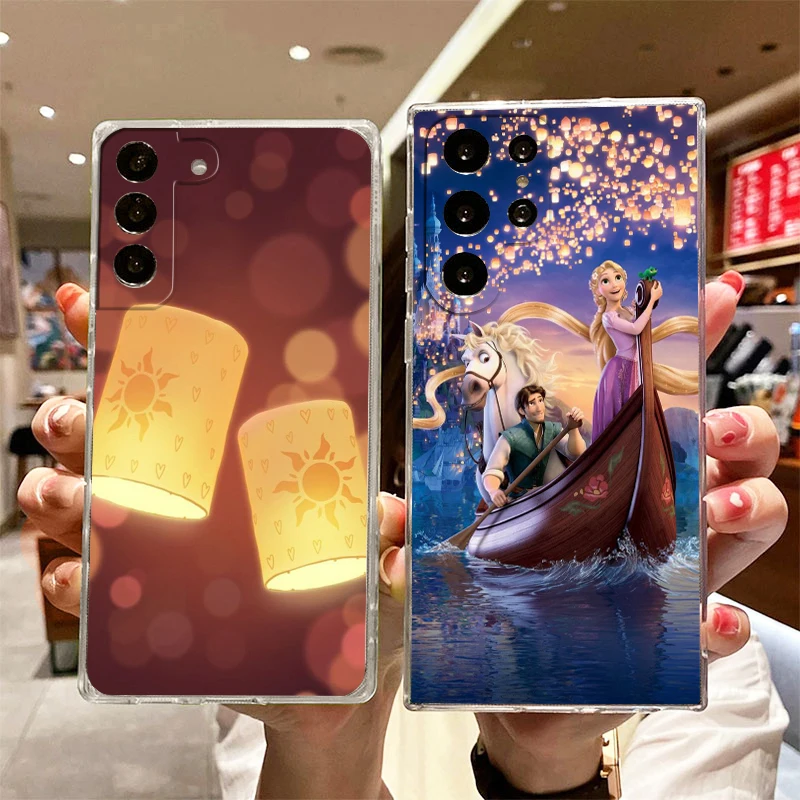 

Disney Tangled Rapunzel Movie Transparent Phone Case For Samsung S23 S22 S21 S20 FE Ultra Pro Lite S10 S10E S9 S8 Plus 5G Cover