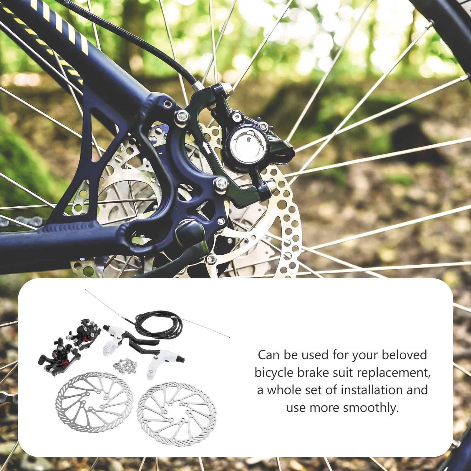 

1Set Mountain Bike Disc Brakes Mechanical Rear Disc Brake Durable Hollowed-Out Rotor Colorful Electroplated Bike Brake