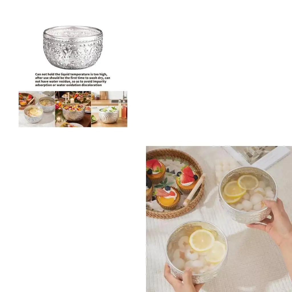 G92C Artistic Silver Colored Bowl Suitable For Bubble Tea And Sweet Soup