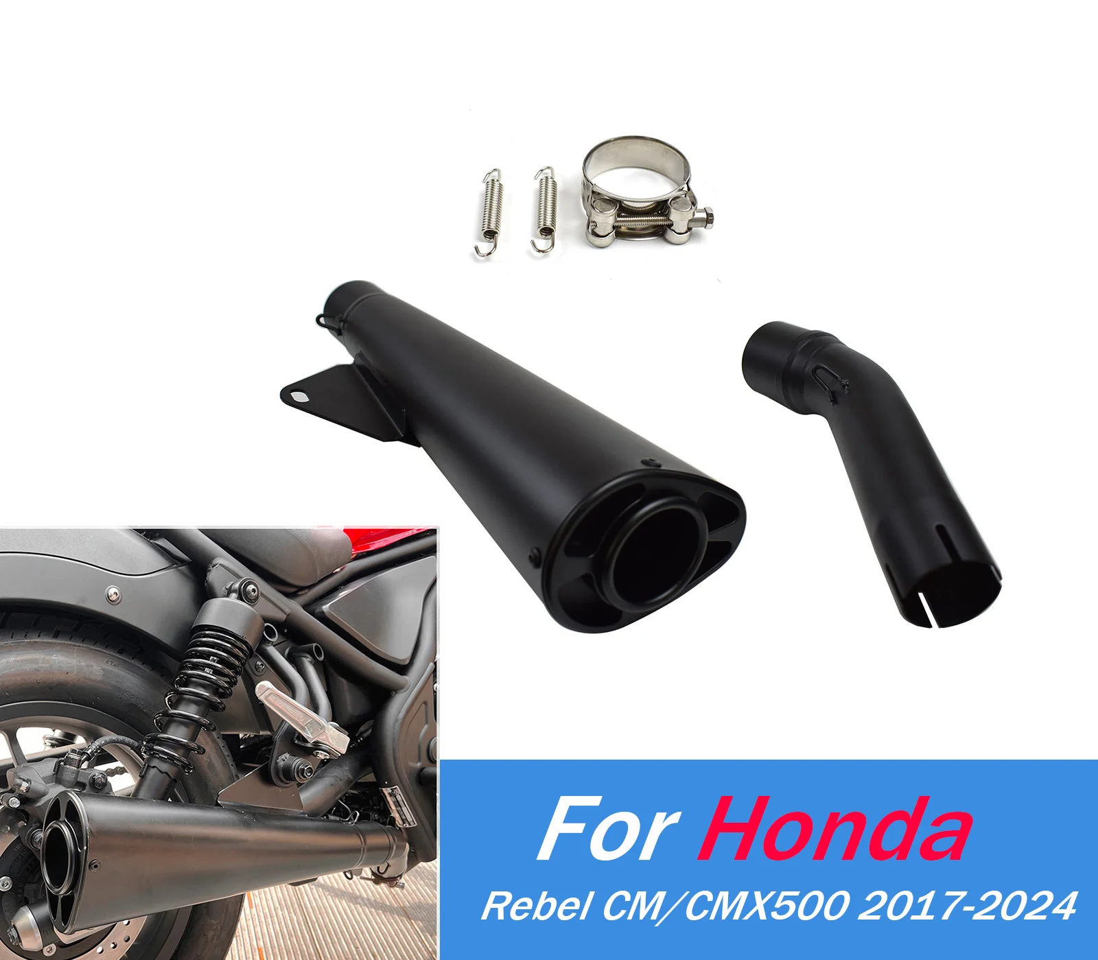 

For Honda Rebel CMX500 CM500 Stainless Steel Exhaust Pipe Motorcycle for 2017-2024 Models Manifold Black mid Pipe Retrofit ﻿