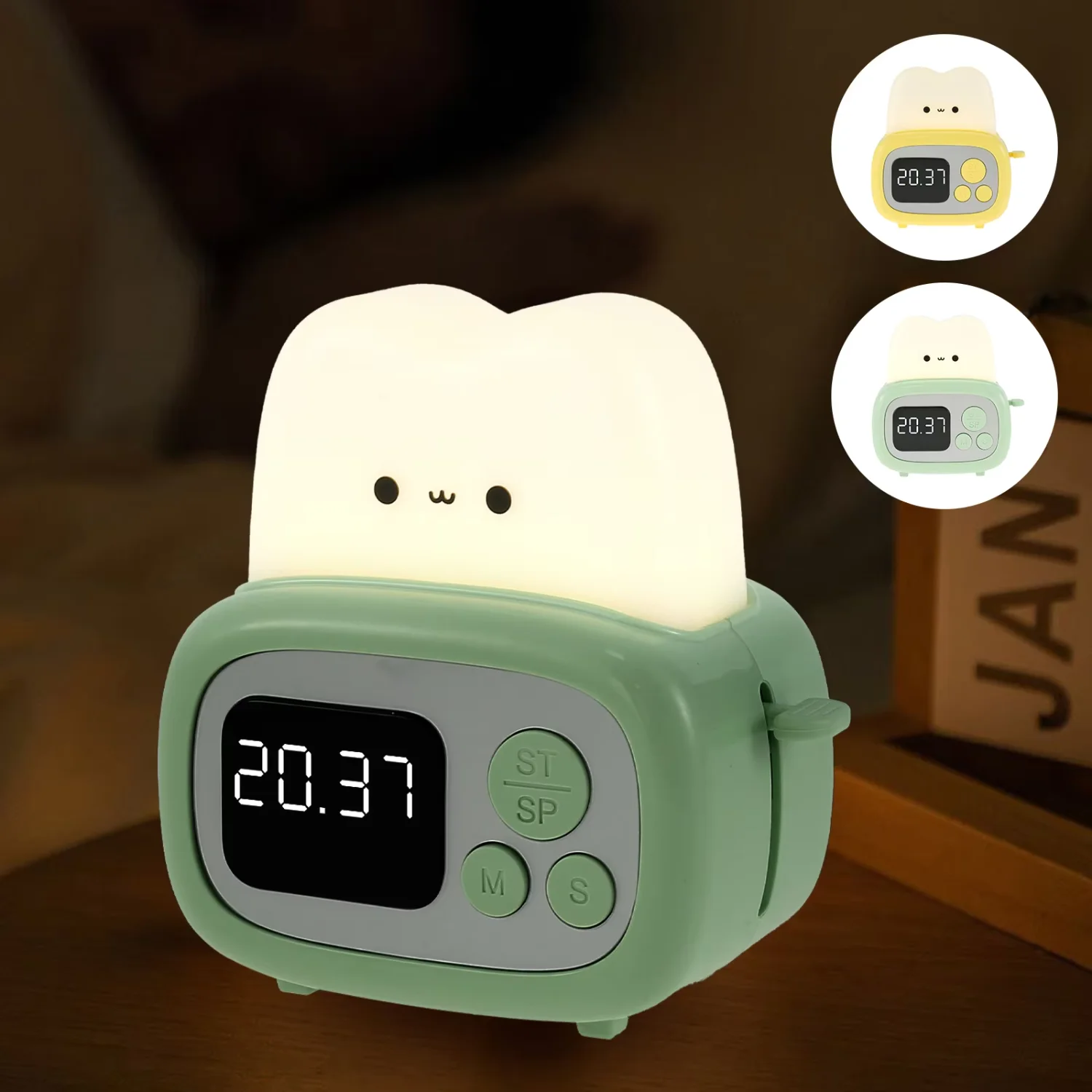 

Kid Alarm Clock Night Light Digital Clock Wake Orologio Bedroom Bedside Timer Cute luminous bread reminder Reloj