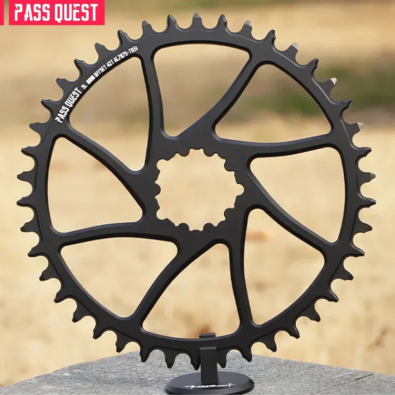 

PASS QUEST 3-Bolt Narrow Wide Silver and Black Chainring 0mm Offset MTB Gravel Bike 30T-48T Support 10/11/12 speed chains