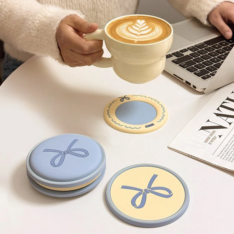 Macaron Soft Rubber Coasters Cartoon Style Heat-resistant Anti-slip Cup Mat Creative Breakfast Cup Insulation Pad Six-piece Set