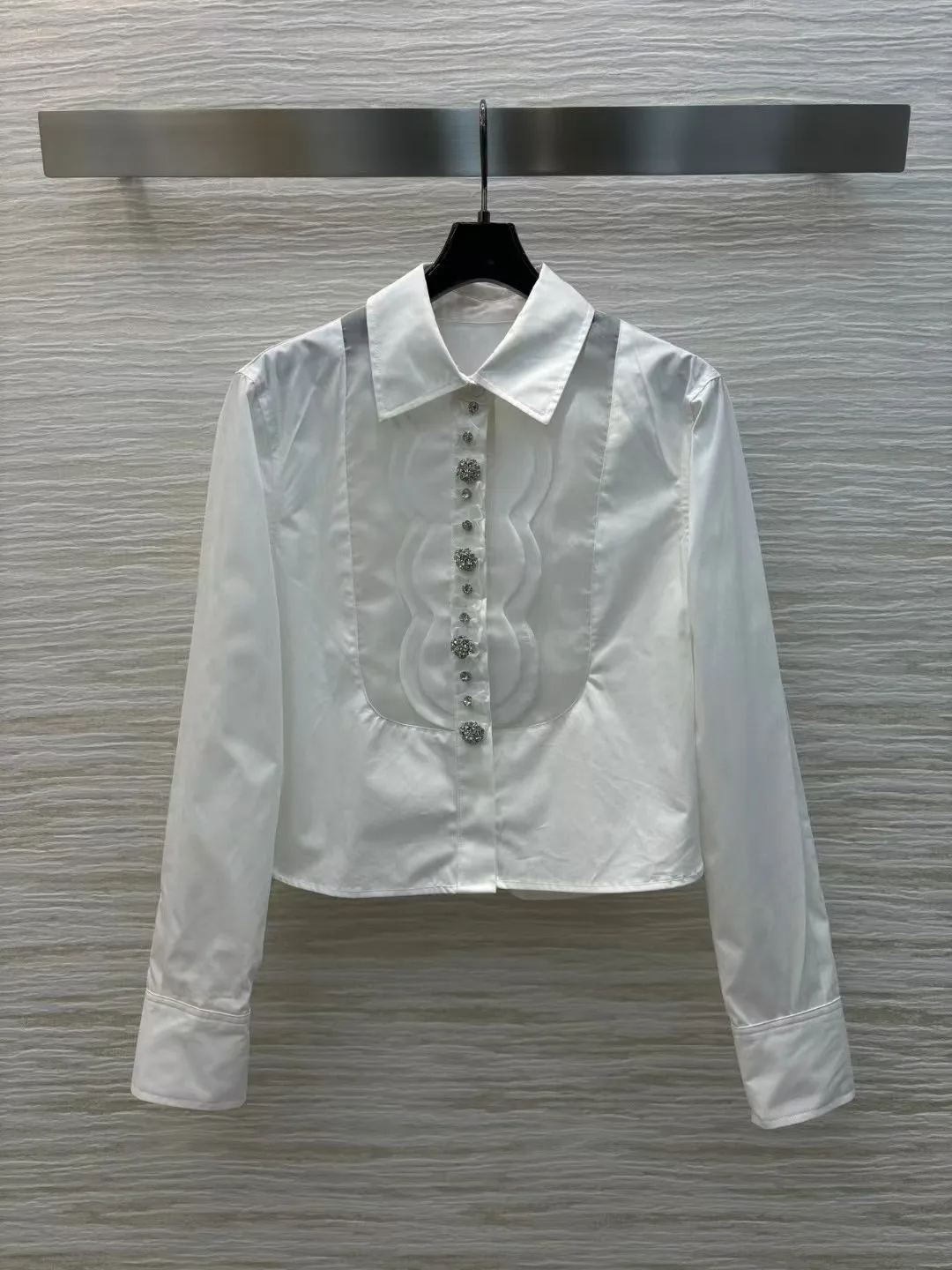 High end customized women's new fashionable white collar short shirt